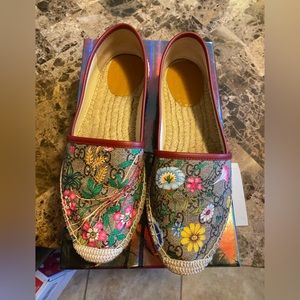 Gucci Pilar Floral GG Supreme Espadrille